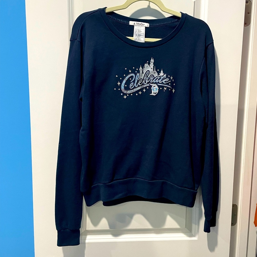 Vintage Disney Parks Celebrate Cinderella Castle Large Crewneck Sweatshirt